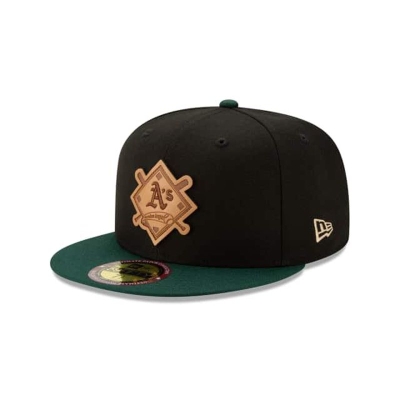 Black Oakland Athletics Hat - New Era MLB Debossed 59FIFTY Fitted Caps USA8014957